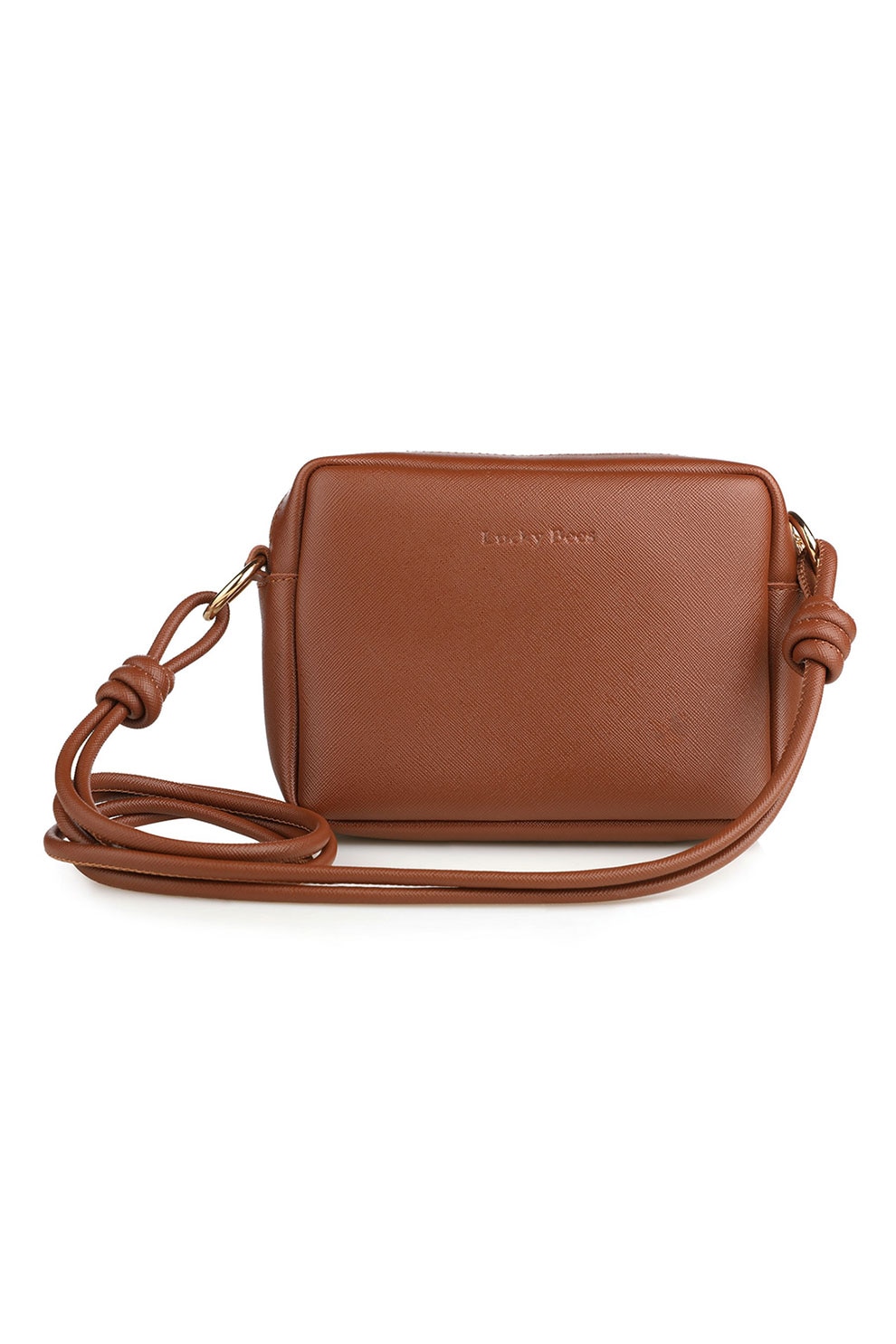 Lucky Bees, Geanta crossbody din piele ecologica, Maro scortisoara