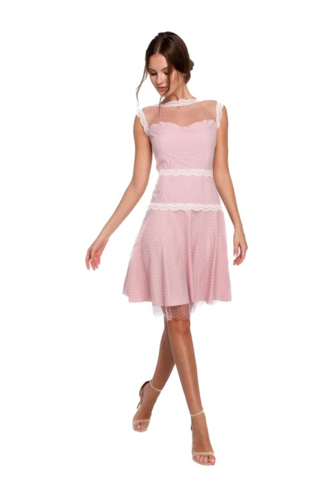 Makover Női mini ruha Anglinet K030 púder rózsaszín, Rózsaszín