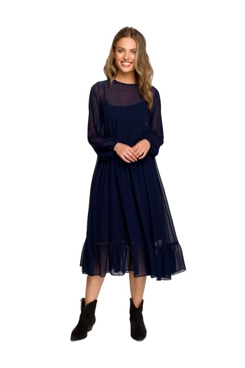 Style Női midi ruha Annada S319 sötétkék, Sötétkék