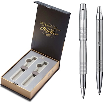 Set Parker: Roller+Pix IM Premium Shiny Chrome Chiselled CT in caseta dubla de cadou Set Parker: Roller+Pix IM Premium Shiny Chrome Chiselled CT in caseta dubla de cadou