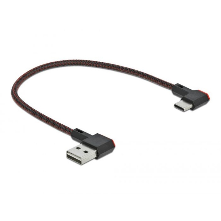Cablu de date, DeLock, USB-A/USB-C, 0.2m, Negru