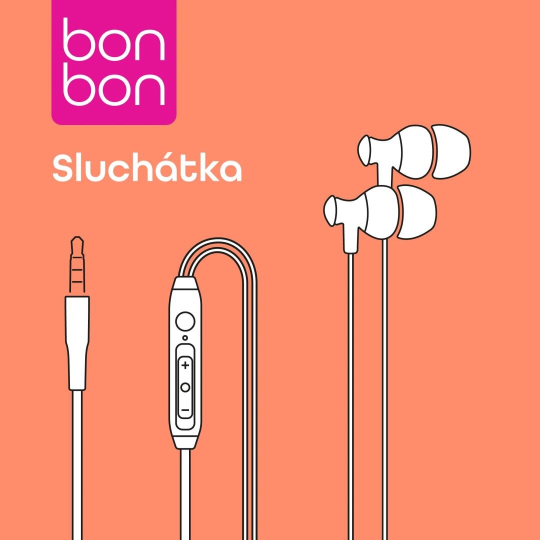 Casti, Bonbon, Conector jack de 3.5 mm, Alb