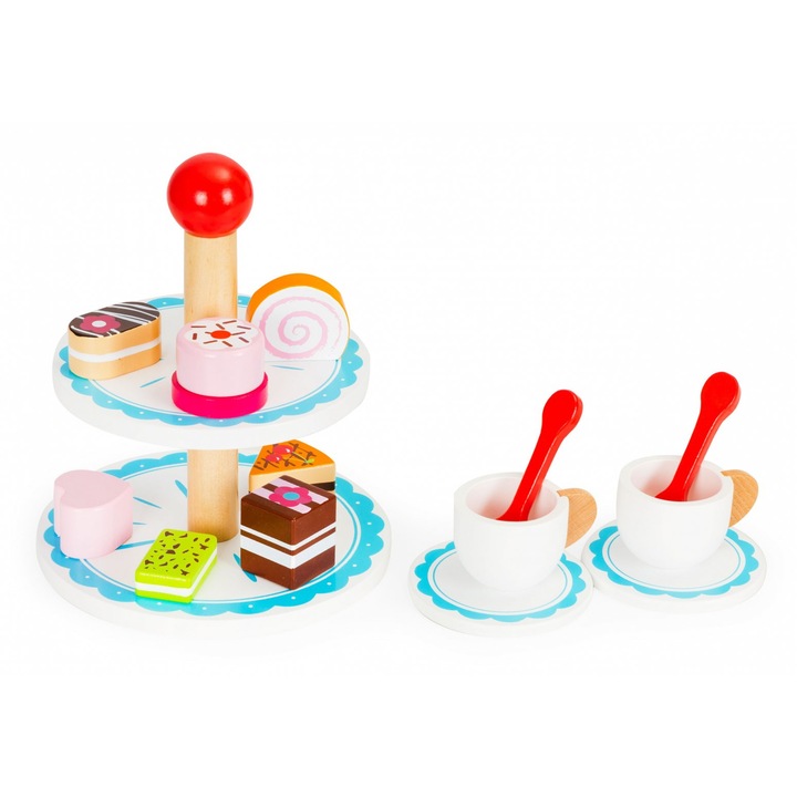 Set de ceai pentru copii, ECOTOYS, Lemn, Multicolor