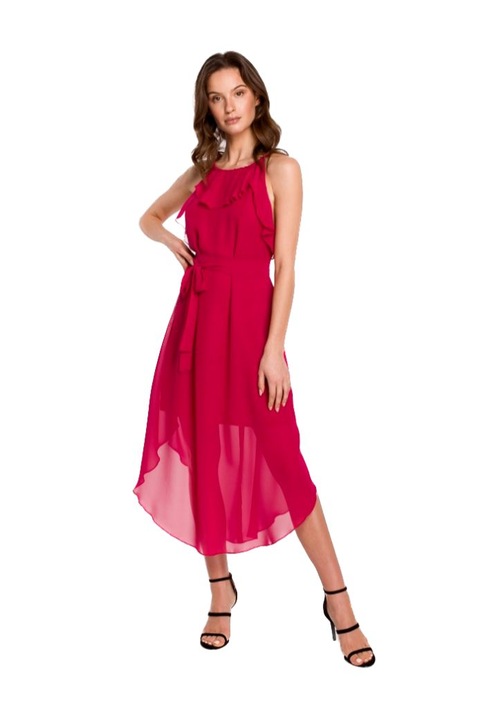 Makover Női midi ruha Flone K137 fukszia, Bordó