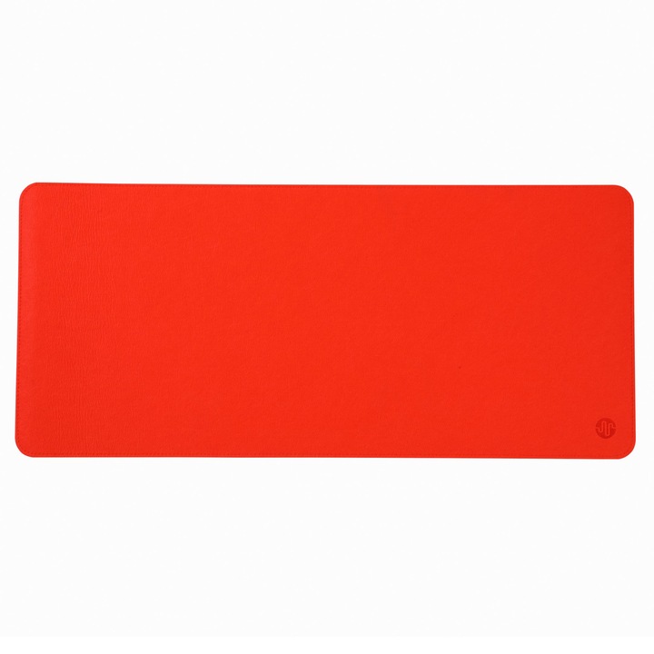 Mousepad PadForce® Minimalist din Lana Sintetica pentru birou, Gaming, Office, antiderapant - Portocaliu, 90x40cm