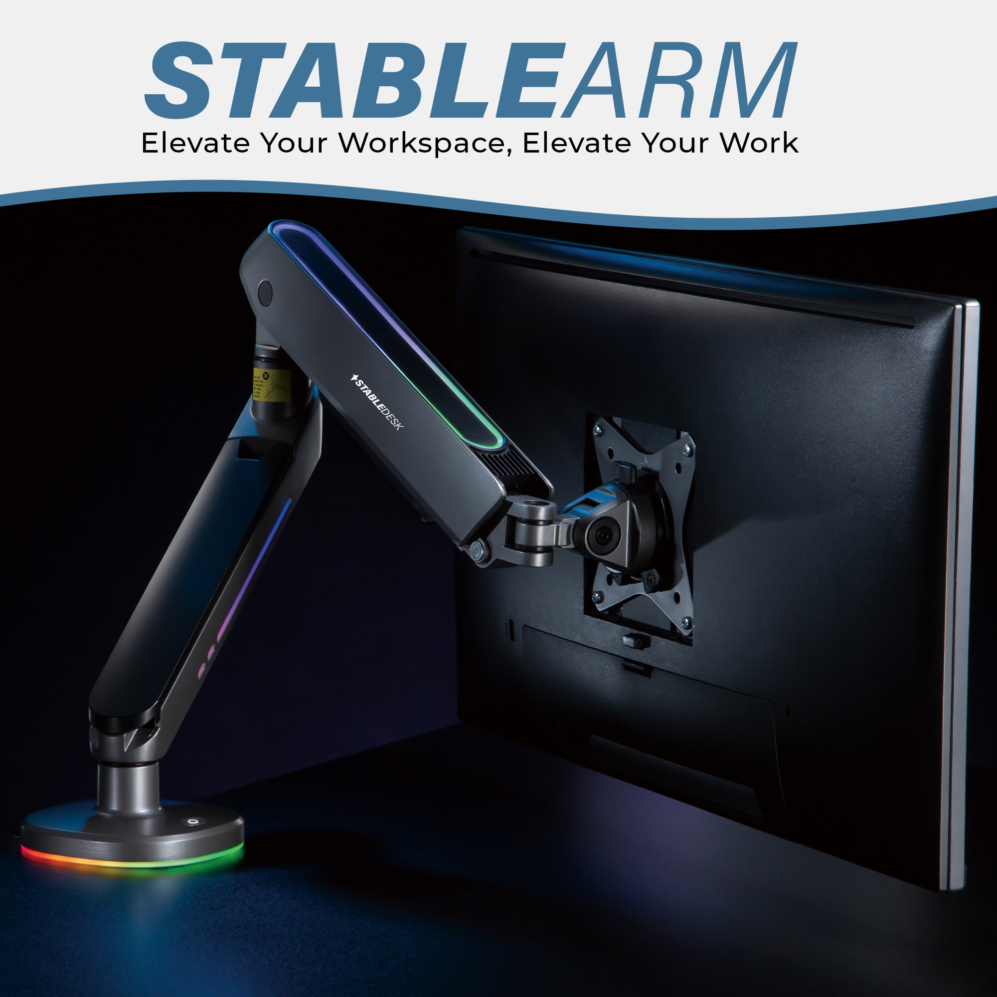 Стойка, За Gaming монитор, 27-45" инча, RGB осветление, Регулируемо ...