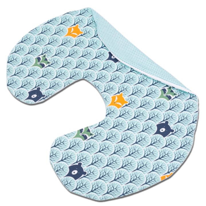 Husa bumbac detasabila pentru Perna alaptare Kidizi® Celia, Animals Mint