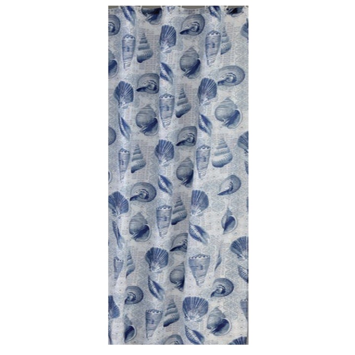 Perdea dus din poliester, 180x200 cm, cu imprimeu cu scoici