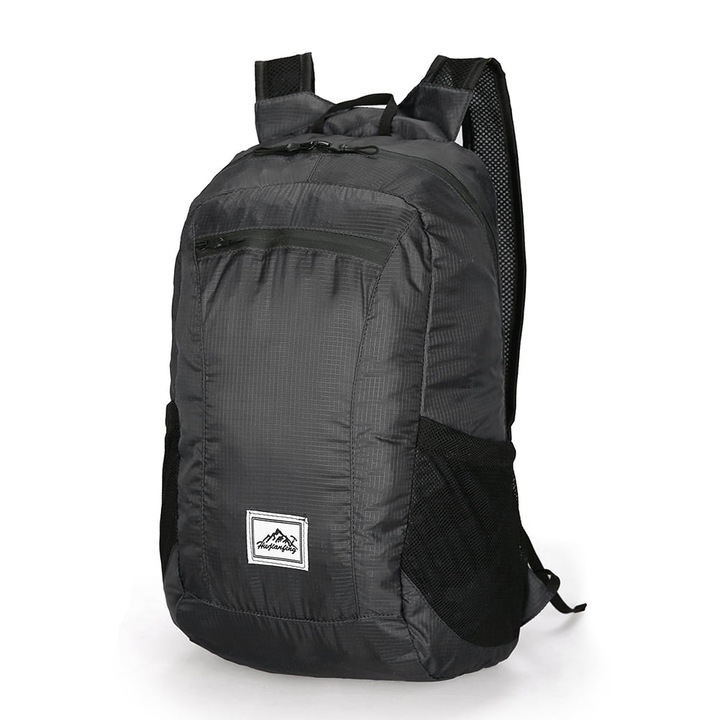 Rucsac sport, Milmatt, Unisex, Pliabil, material impermeabil, saculet inclus, 20 L, negru