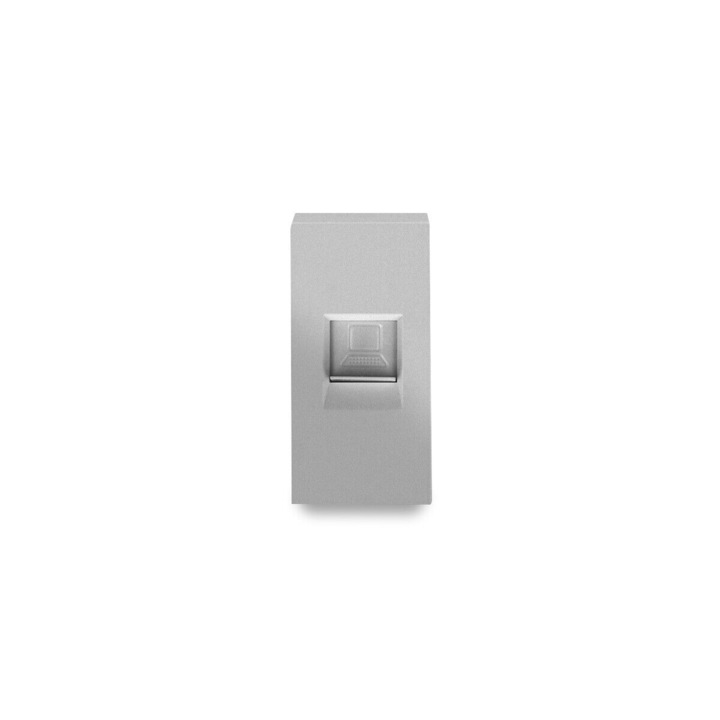 Контакт за интернет LUX-ON, 1/2 модул Cat5 RJ45, Без рамка, Сив