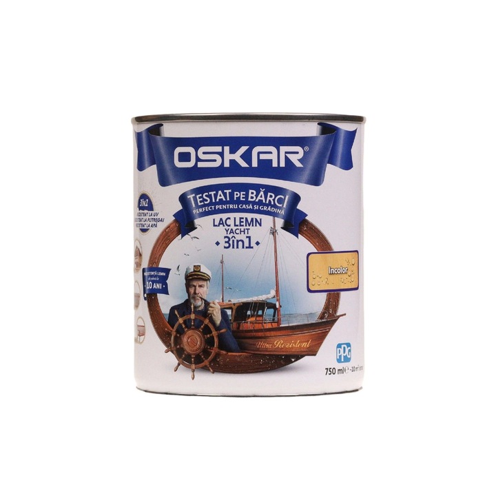 Lac protector lemn Oskar Yacht, ultra rezistent, alchidic, lucios, incolor, 0.75 L
