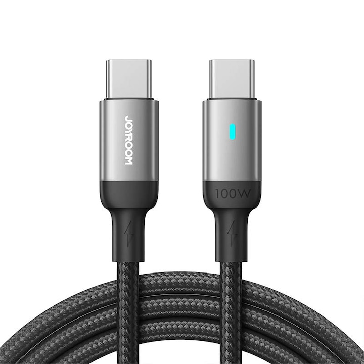 Кабел за зареждане и трансфер на данни Joyroom S-CC100A10, USB-C към USB-C, PD 100W, 480Mbps, 2m, Черен