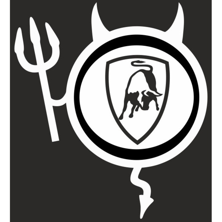 Стикер за кола, ИЗОБРАЖЕНИЕ, Dracusor LAMBORGHINI, бял, 19 х 21 см