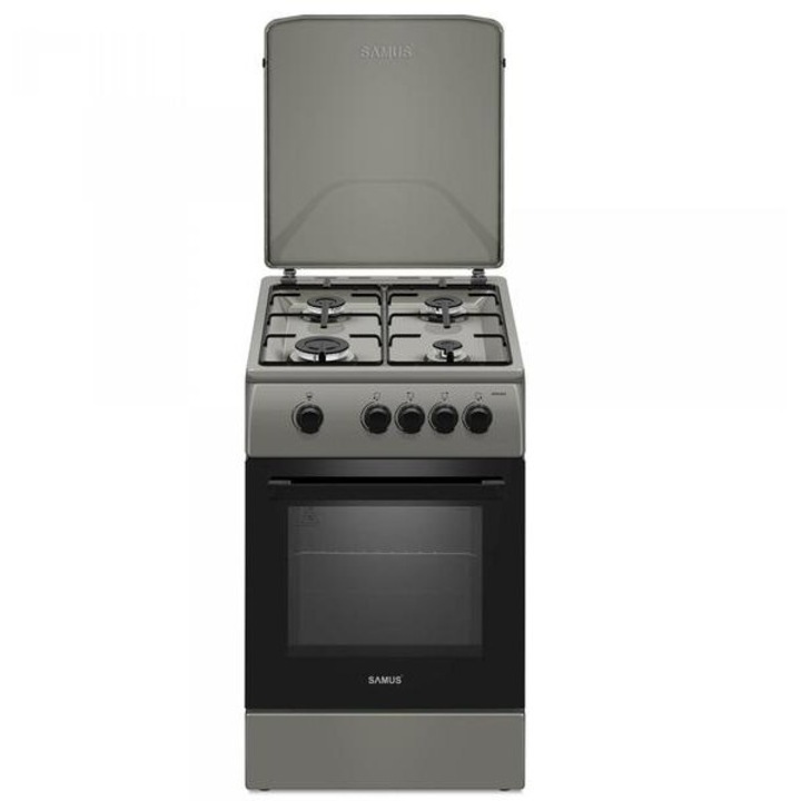Aragaz Samus SM561BSS, 4 arzatoare, Montat pentru GPL, 50x60 cm, Gri