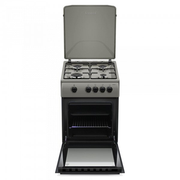 Aragaz Samus SM561BSS, 4 arzatoare, Montat pentru GPL, 50x60 cm, Gri