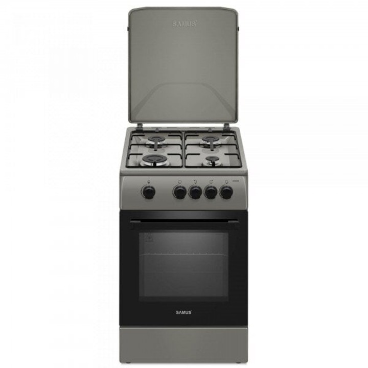Aragaz Samus SM561BSS, 4 arzatoare, Montat pentru GPL, 50x60 cm, Gri