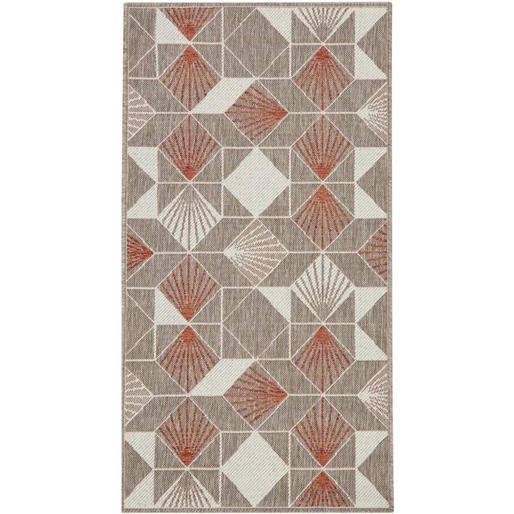 Traversa Covor, Trio 29003, Crem / Caramiziu, 100x200 cm, Tesatura Plata