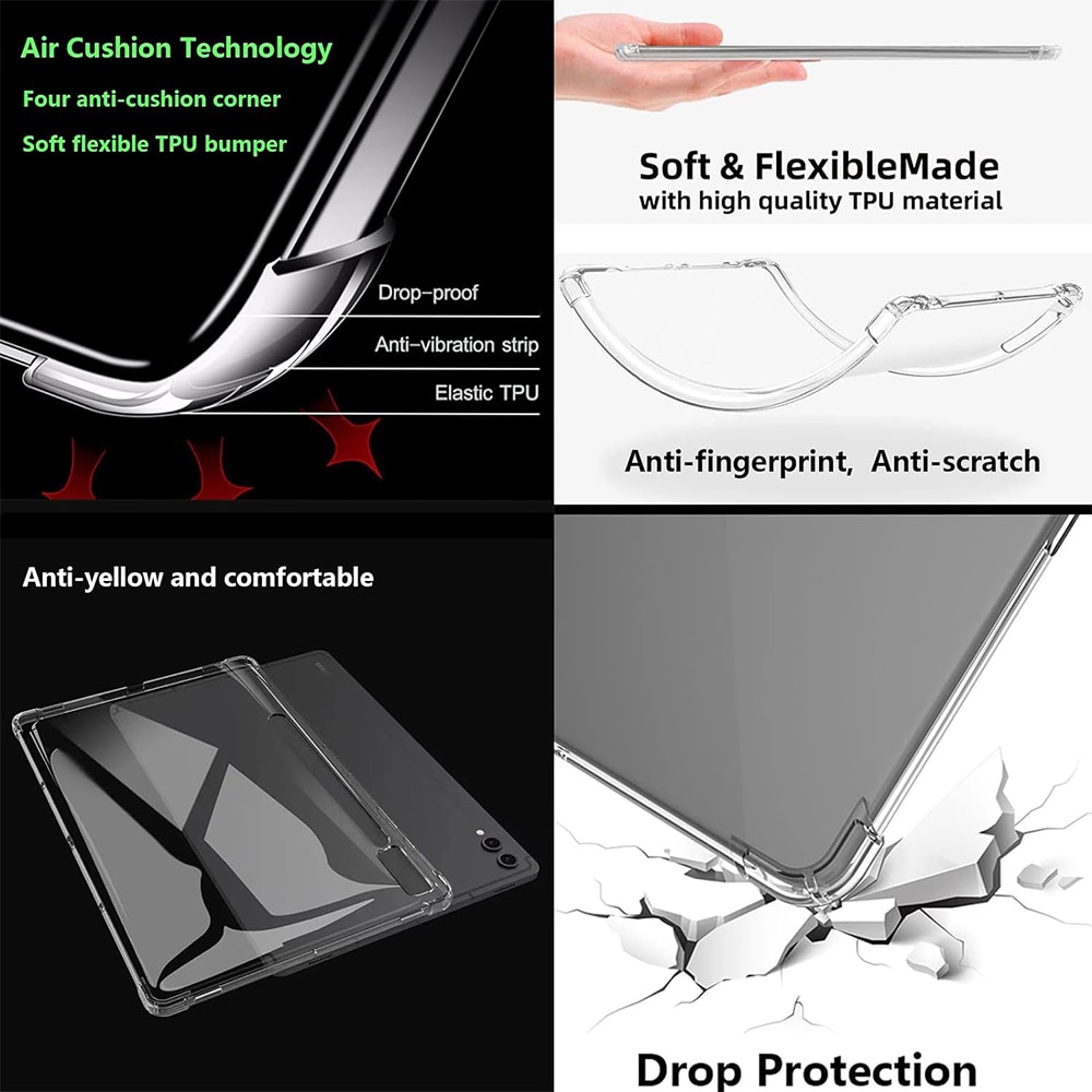 Husa compatibila cu Samsung Galaxy Tab S9 Plus, 12.4", Protectie antisoc, Silicon Ultra Slim High Tech, Crystal Clear