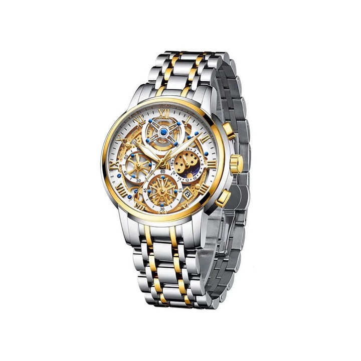 Мъжки часовник Lige Elegant Casual Classic Luxury Fashion Digital Analog Silver/Gold