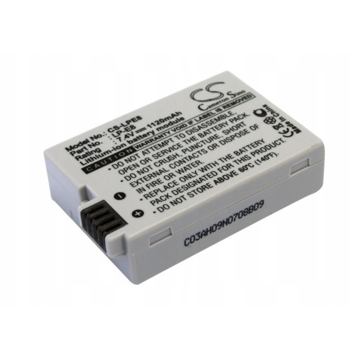 Acumulator LP-E8 pentru Canon EOS 550D 600D 650D 700D, CS-LPE8