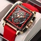 Мъжки часовник Lige Quartz Chronograph Luxury Elegant Casual Analog Red