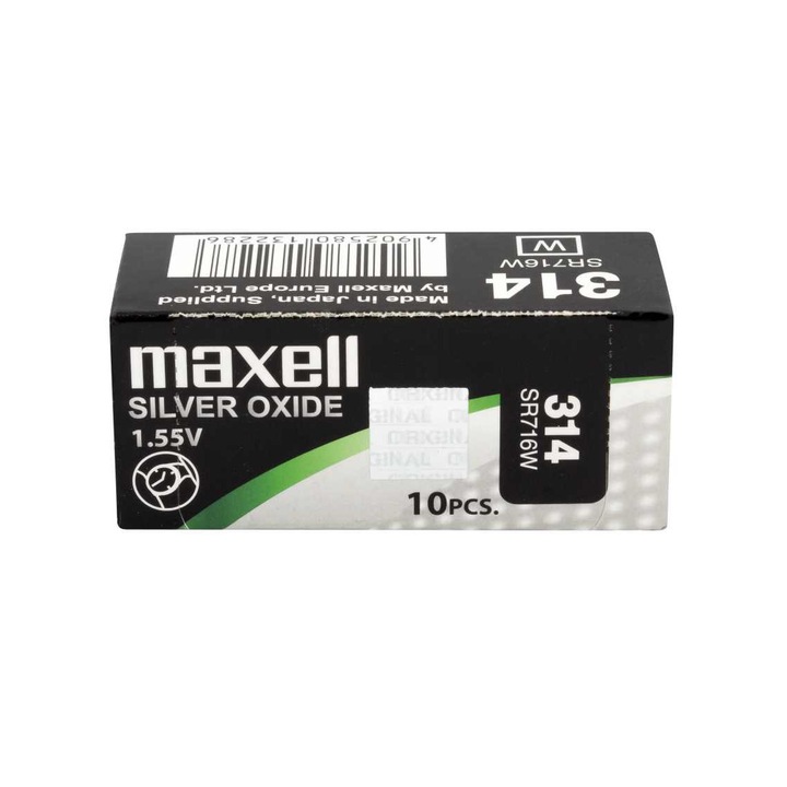 Óra akkumulátor Maxell SR716W V314 1.55V, ezüst oxid, 10 db