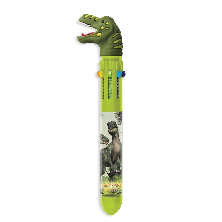 Химикалка с 10 цвята, DinosArt, Зелена