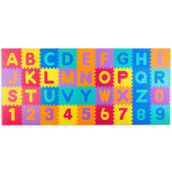 Covoras puzzle din spuma 120 X 270 cm, 36 buc, multicolor
