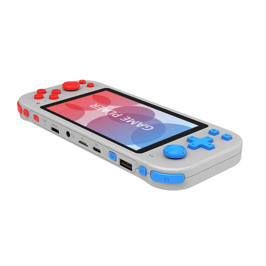 Consola de jocuri portabila, STELS, GR3000, Tehnologie inteligenta, HDMI, Ecran color de 5.1 inchi, 10.000 de jocuri, Rosu/Albastru