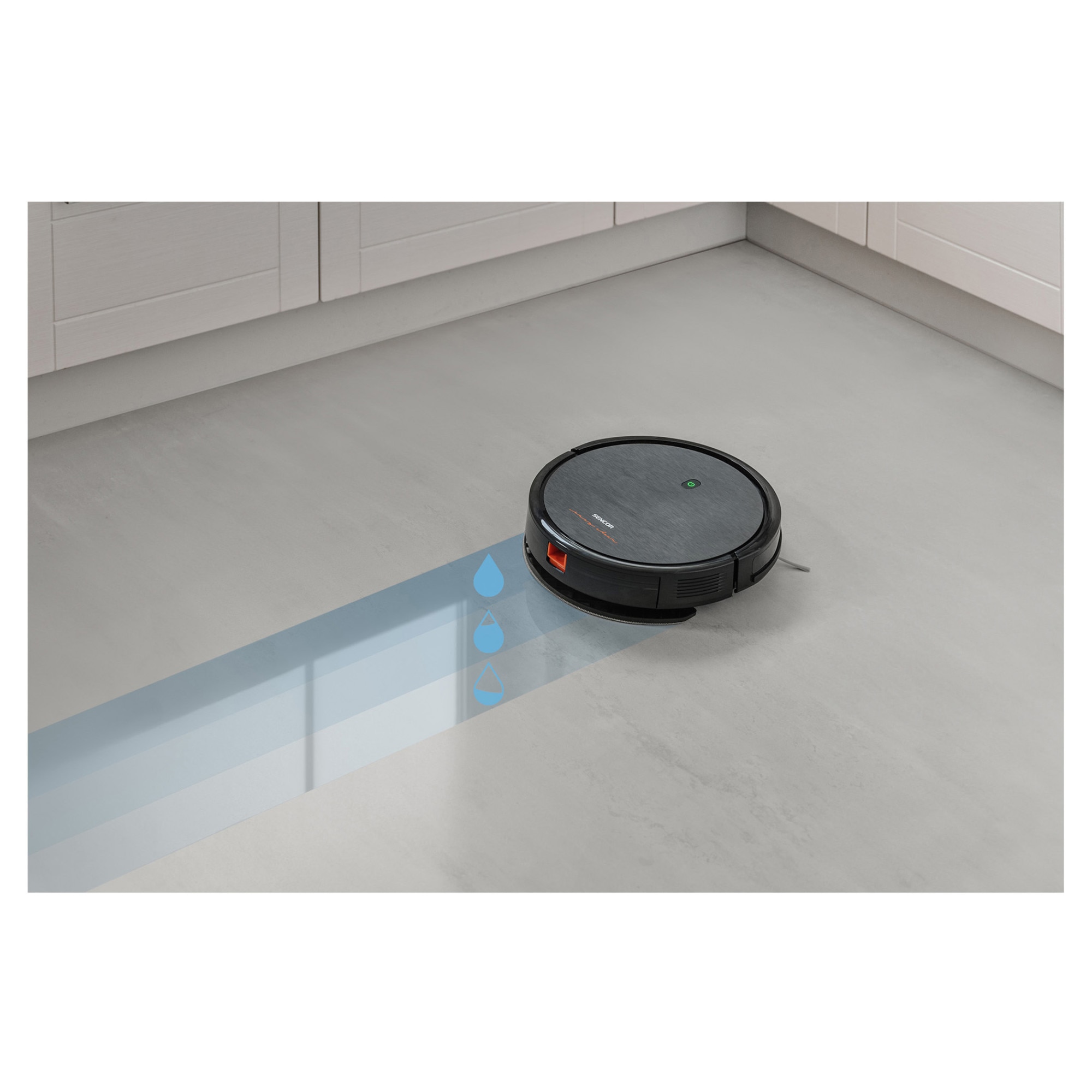 Aspirator robot Sencor SRV 3150OR, baterie 2600mAh, functionare pana la 100 de minute, functie de curatare, negru