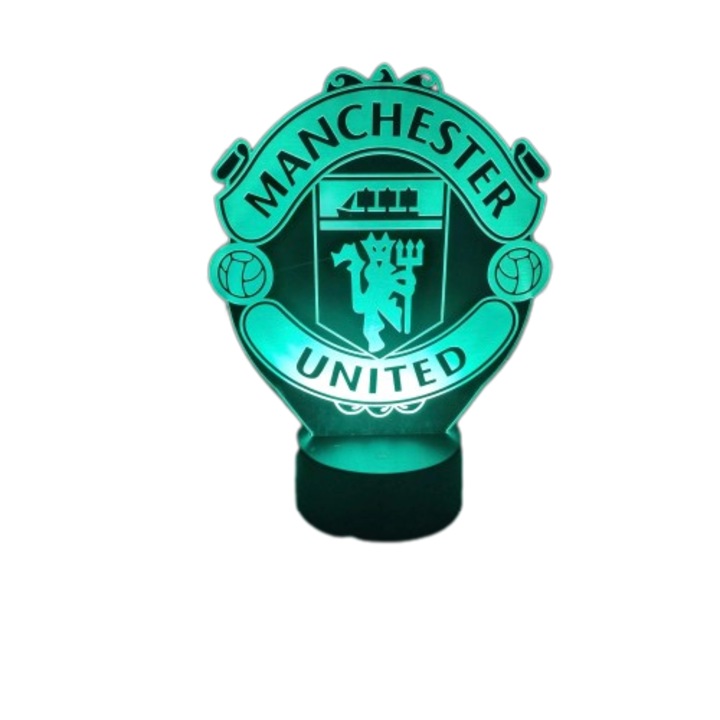Lampa trofeu din acril cu LED - Manchester United, fotbal club, efect 3D, telecomanda, touch, multicolor