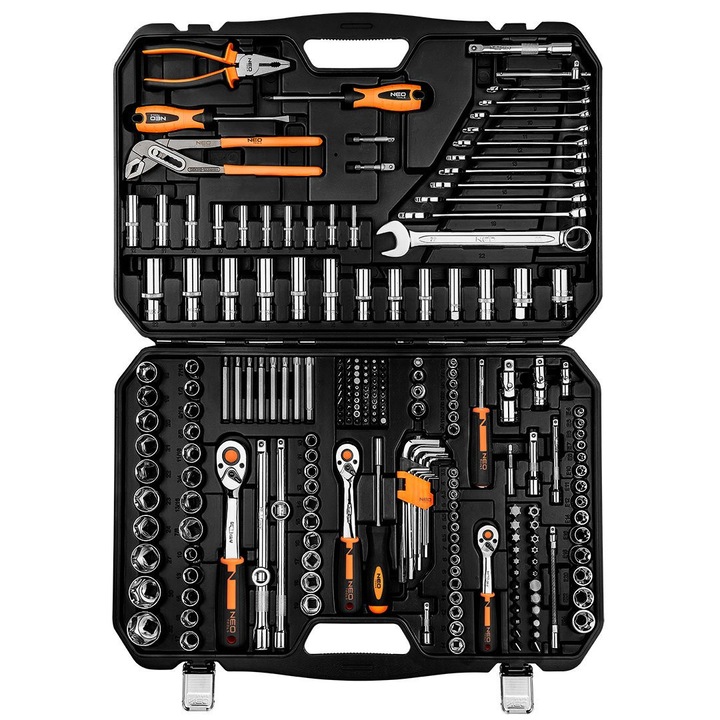 Комплект 233 ключа, Neo Tools, 1/2", 3/8", 1/4", сребрист
