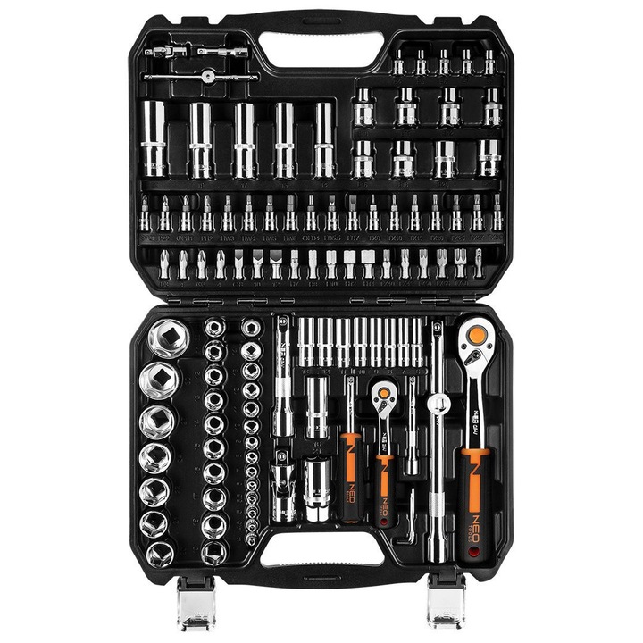 Комплект 110 ключа, Neo Tools, стомана, 1/4", 1/2", сребро
