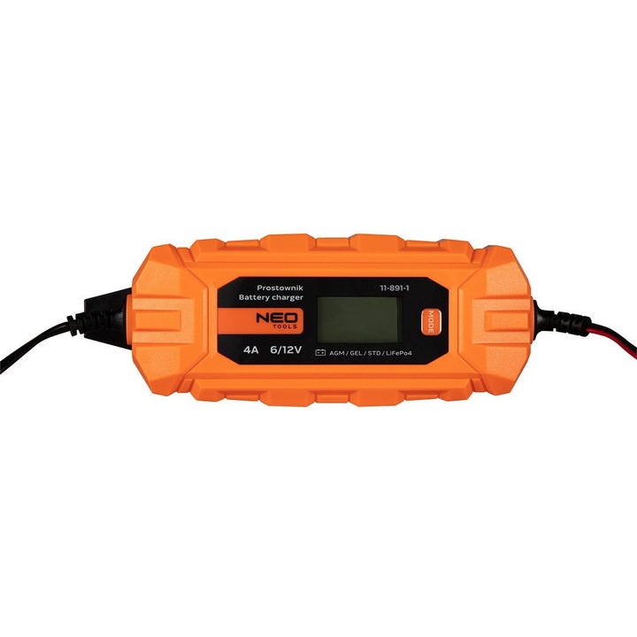 Redresor automat, Neo Tools, 4A/70W, 3-120AH, Portocaliu/Negru