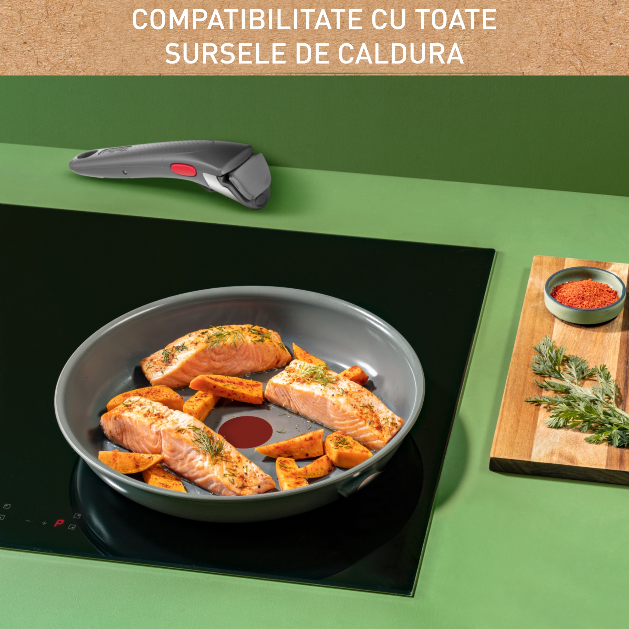 Set De 3 Piese Tefal Ingenio Renew, Tigaie De 24/28 Cm, Maner Detasabil ...