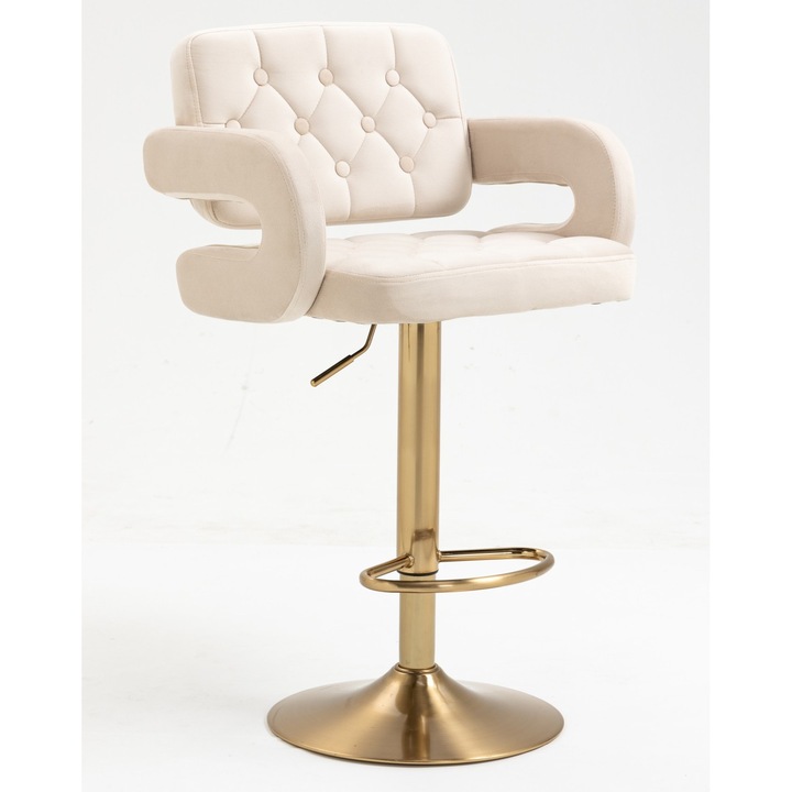 Scaun de birou, Votana, HR8403W, Catifea, Baza Aurie, Crem