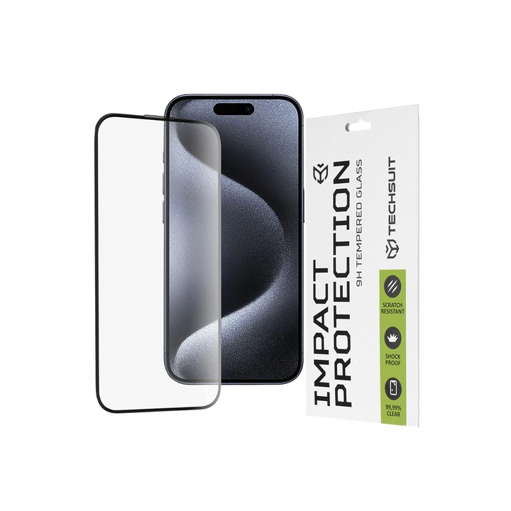 Folie pentru iPhone 15 Pro - Techsuit 111D Full Cover / Full Glue Glass - Black