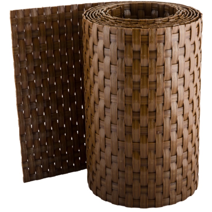 Banda intimitate, opacizare gard, Rattan Tehnic, 19cm x 2.5m, maro deschis