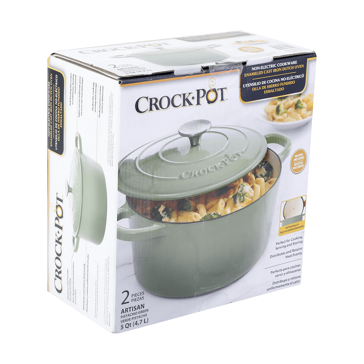 Crock-pot Artisan 2 Piece 5 -Quart Enameled Cast Iron Dutch Oven in Pistachio Green