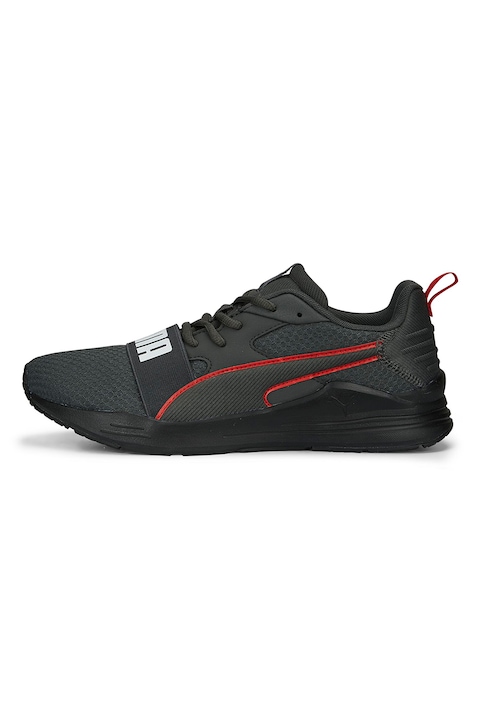 Puma, Pantofi sport din material textil cu logo Wired Run Pure, Alb/Rosu inchis/Negru stins