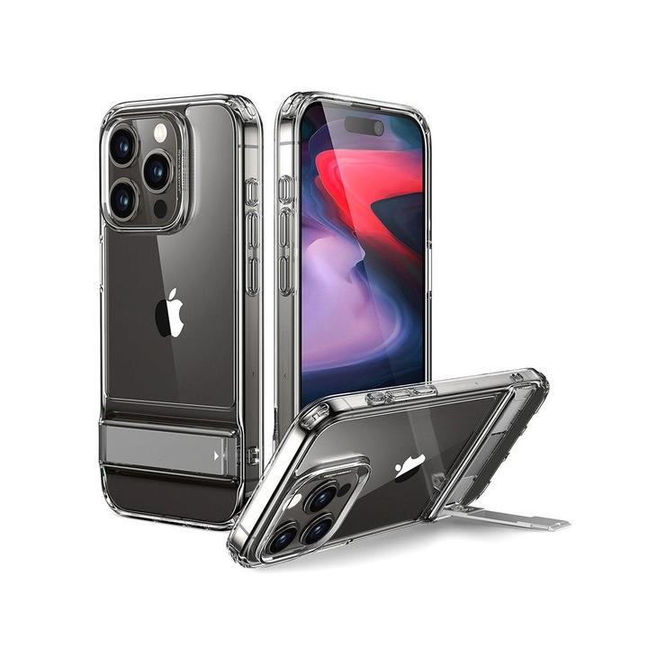Apple iPhone 15 Pro tok – ESR Air Shield Boost állvány funkció – átlátszó