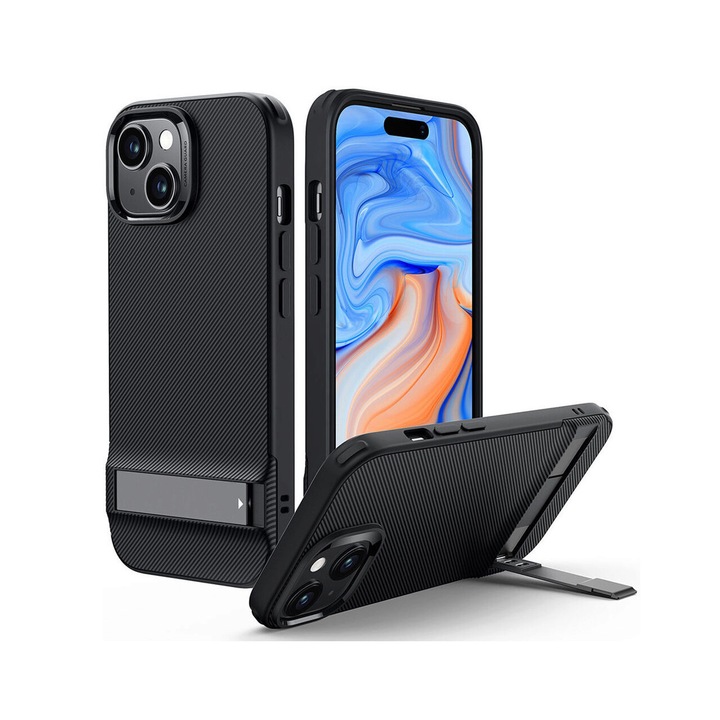 A tok kompatibilis az Apple iPhone 15 Plus készülékkel – ESR Air Shield Boost Kickstand – áttetsző fekete