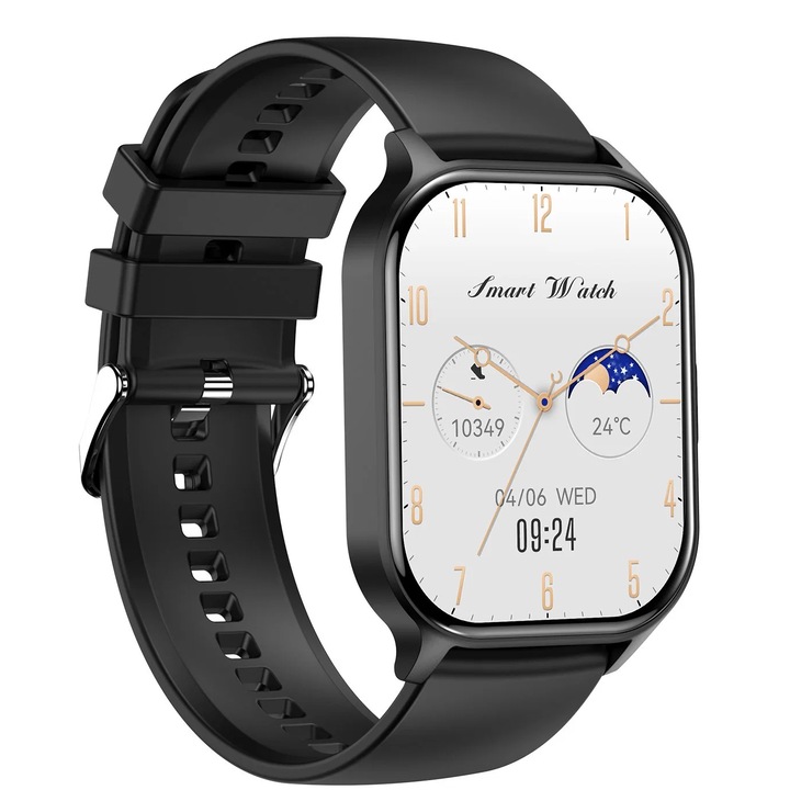 Smartwach XiaWatch idealSTORE, AMOLED екран, Bluetooth HD Обаждане, NFC, Гласов асистент, Здравен мониторинг, Stock Application, Дихателен тест и стрес тест, Отхвърляне на повикване, MultiSport режим, Черен силикон