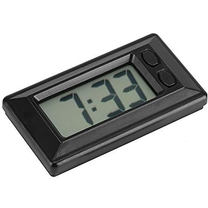 Ceas digital, Portabil, Afisaj LCD, Negru