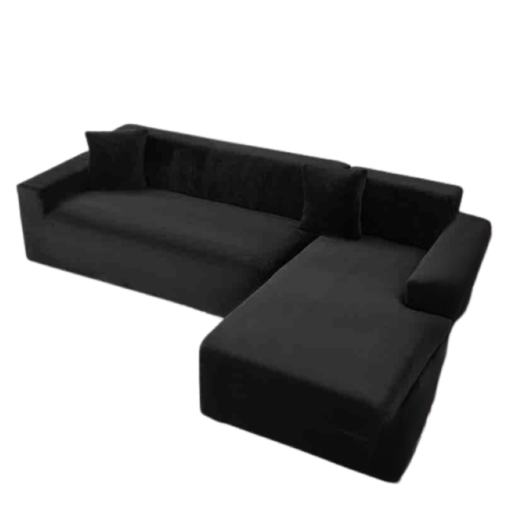 Еластичен калъф за ъглов диван Jojo Home, Velvet, Plain, L/M, 130X180cm/180x230cm, Черен