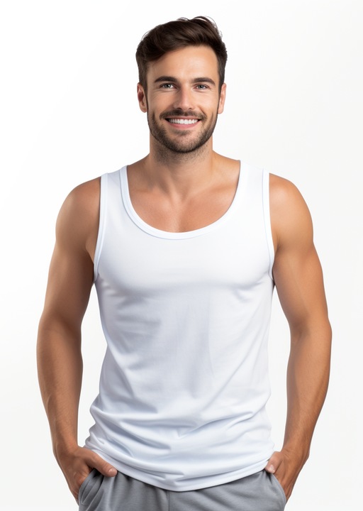 3 db-os férfi felső készlet, 100% pamut, Minőségi anyag, Kényelmes, Fehér