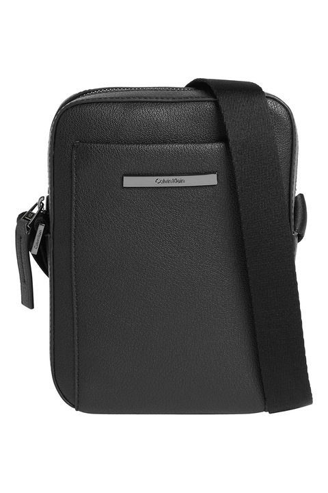 CALVIN KLEIN, Modern ökológiai bőr crossbody táska, Fekete