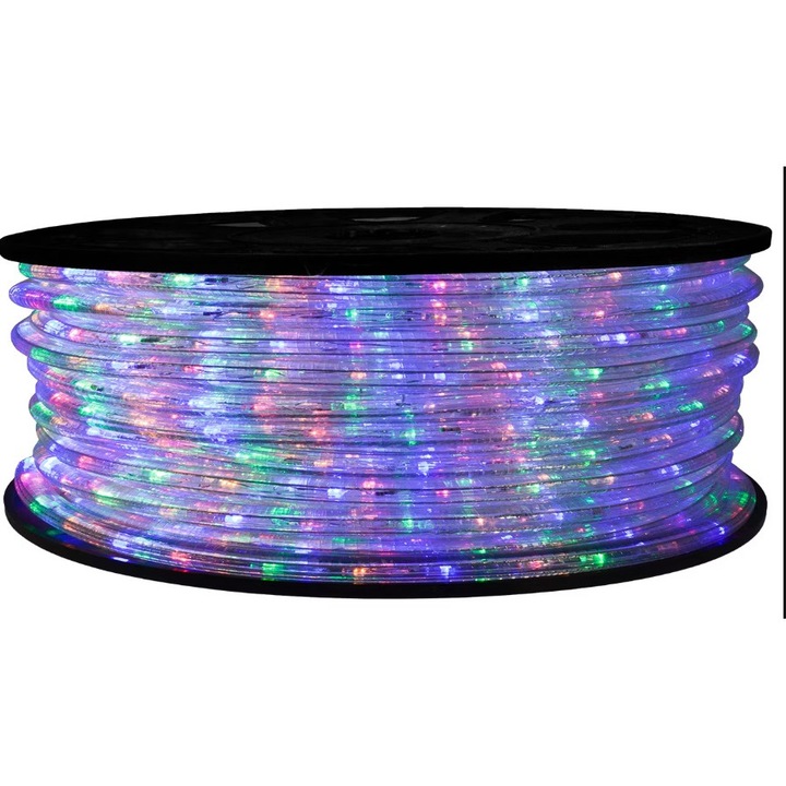 Instalatie rola led MULTICOLOR 100 m furtun luminos + alimentator / furtun luminos pentru Craciun