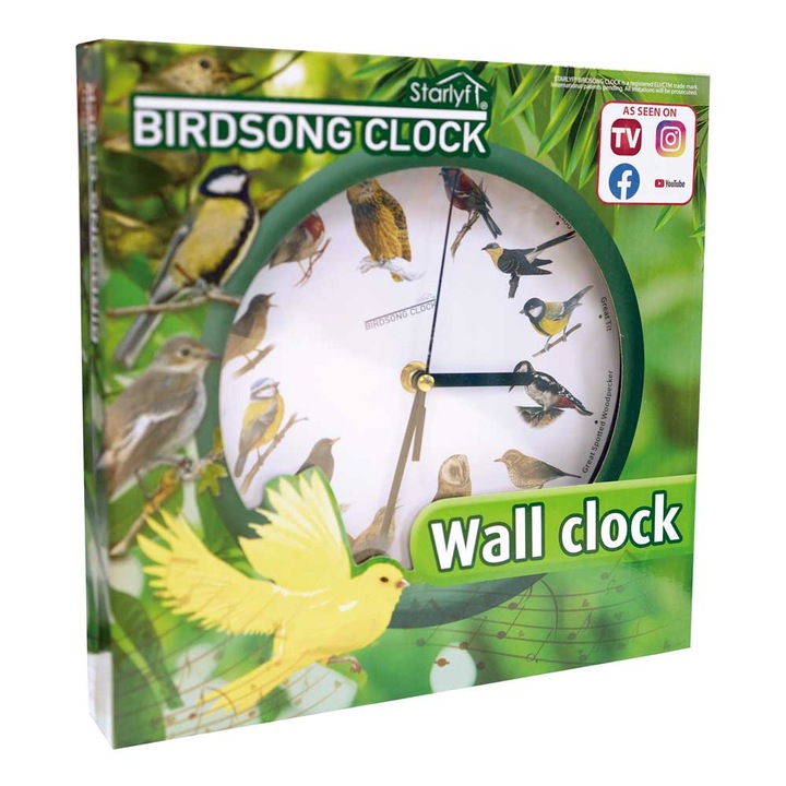 Starlyf Birdsong Clock falióra madárhangokkal, üveg/műanyag, 24, 5x4 cm, 2 db