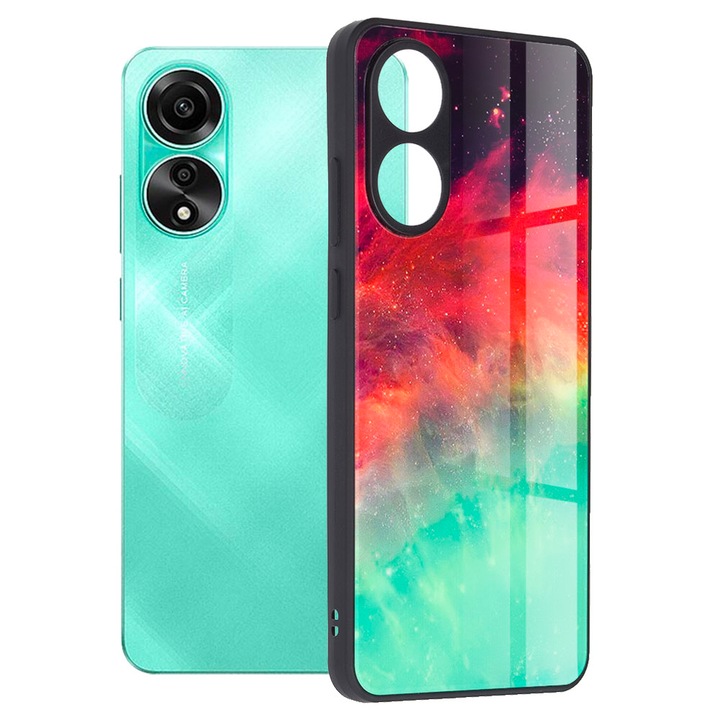 Калъф Glaze със стъклен гръб, съвместим с Oppo A78 4G, Slim Fit, Colorful, Fiery Ocean